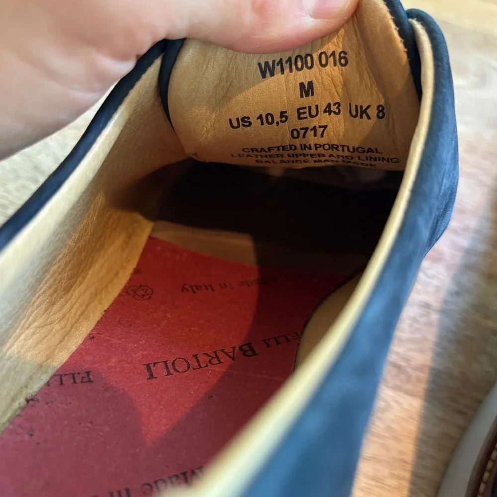 Samuel Hubbard Navy Suede Leather Vibram Sole Oxford Dress Shoes 10.5